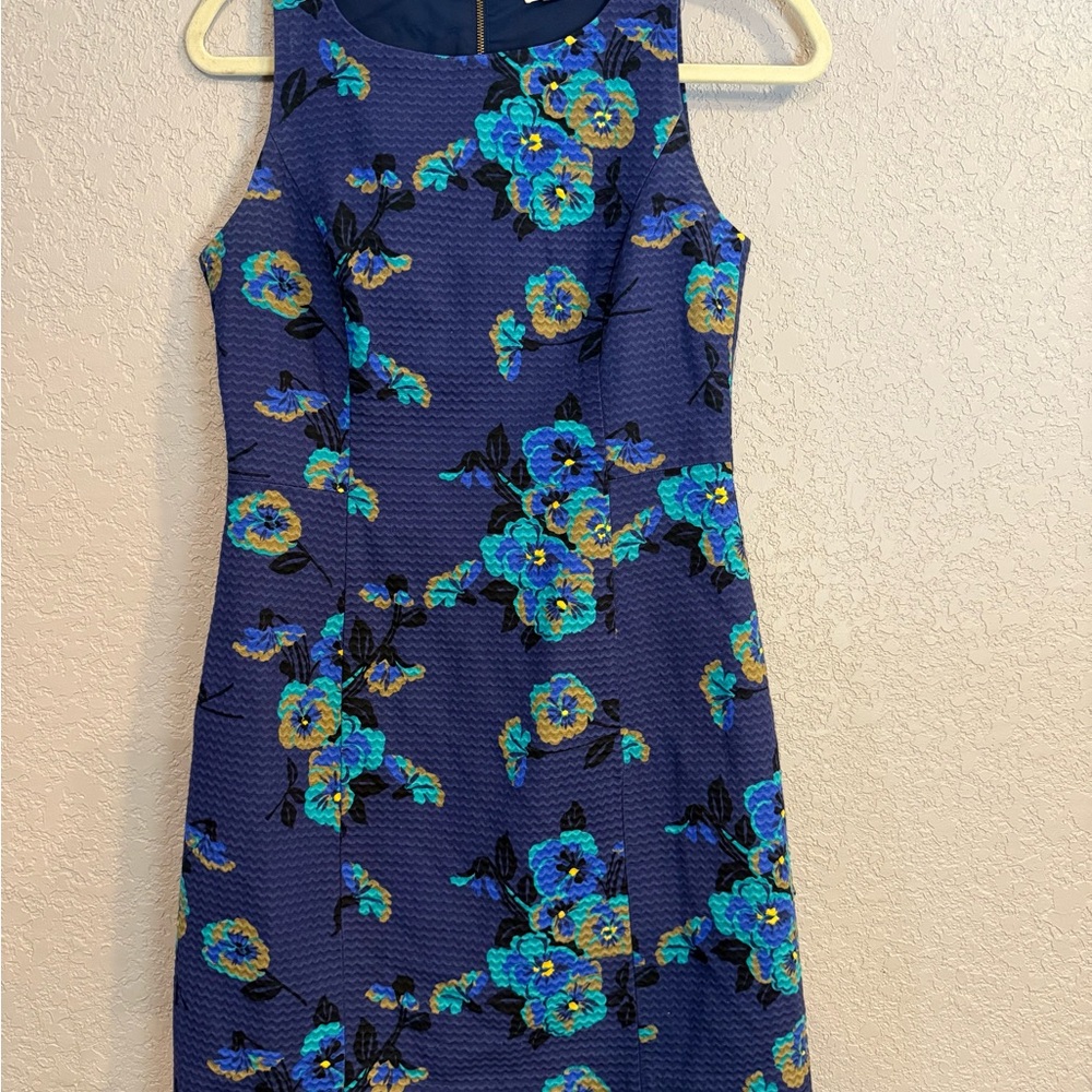 Fossil Navy and Teal Floral Midi Dress